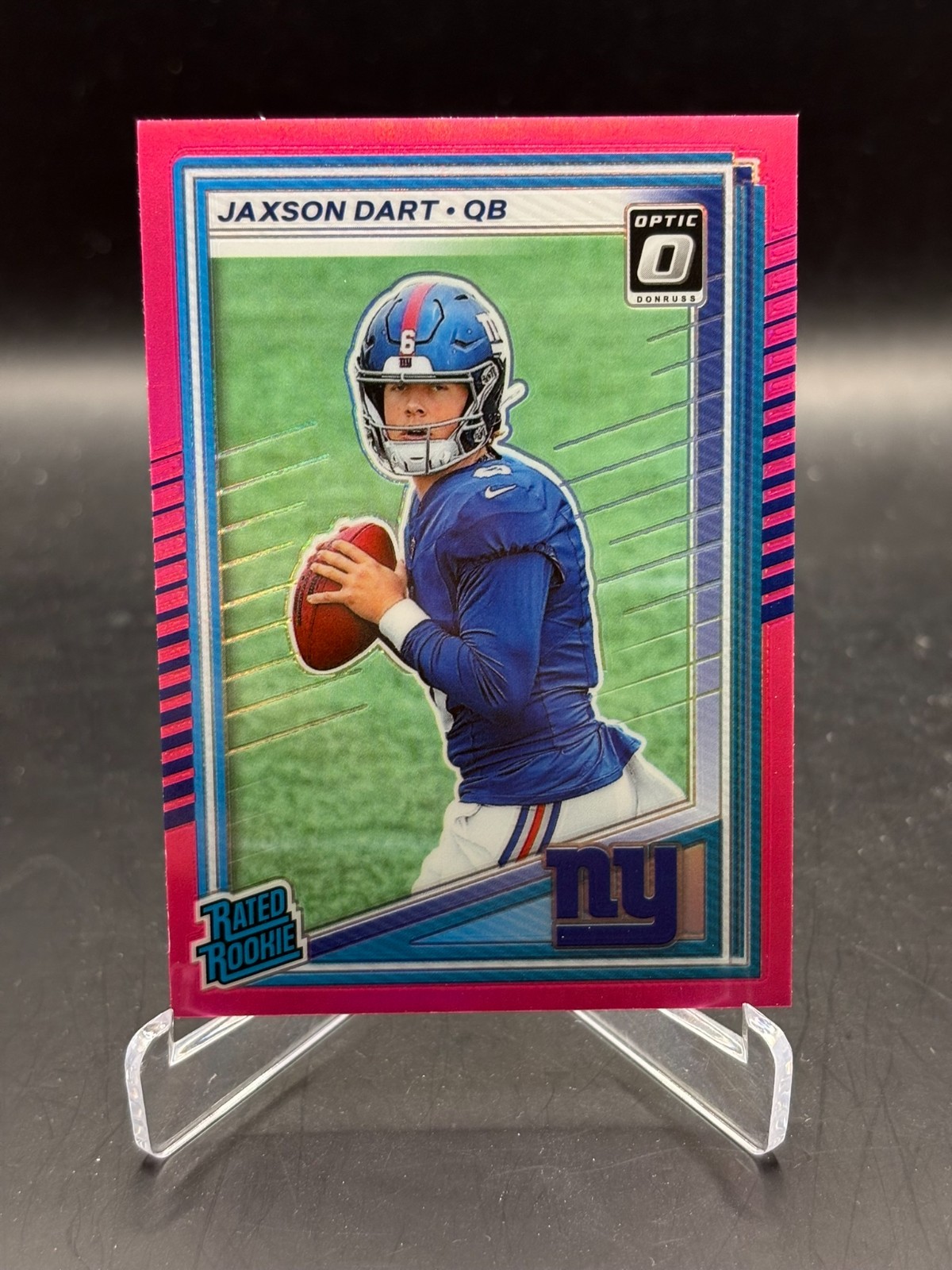 2025 Panini Donruss - Rated Rookie Jaxson Dart #400 Optic Preview Pink Prizm
