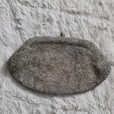 Vintage Silver beaded Clutch purse Made In Japan