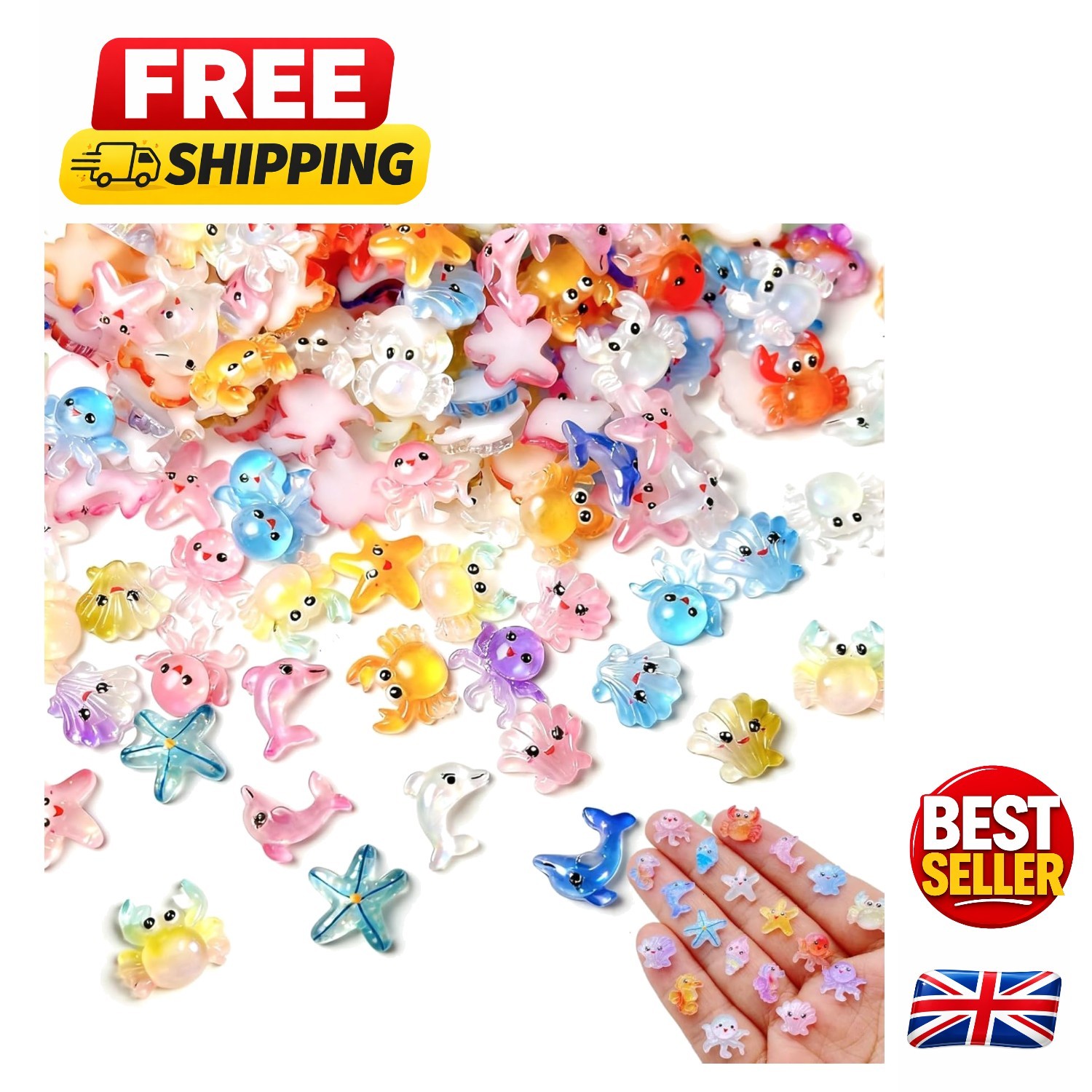 100-Piece Mini Ocean Animal Figurines - Whimsical Resin Decor for Fairy Gardens
