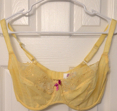 Cleo by Panache Lucy 5851 Yellow Sheer Mesh Lace Floral Underwired Bra 36FF