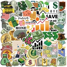 50 PCS Cute Funny Money Stickers Water Bottles Laptop Phone Computer Guitar Skat
