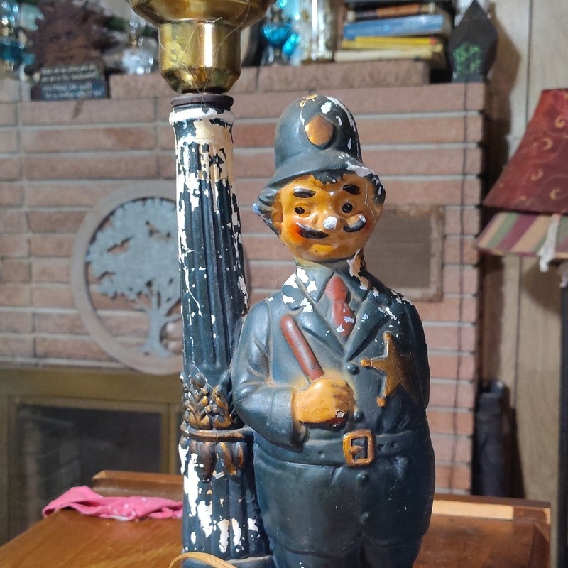 Novelty Police Officer Table Lamp, Black, Switch Control, Corded Electric
