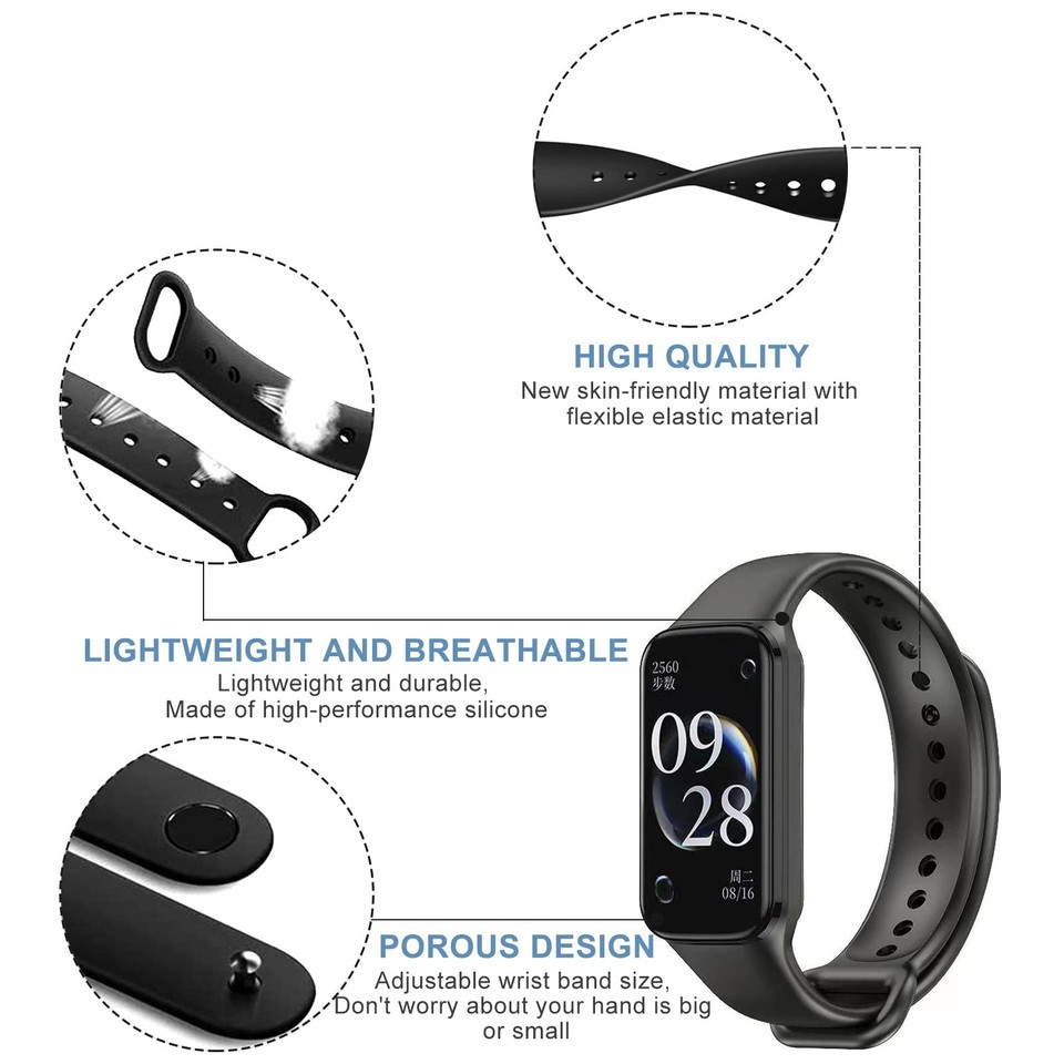 BoerHang Cinturino In Silicone Per Xiaomi Smart Band 9 Pro | Comodo, Impermeabile, Vari Colori