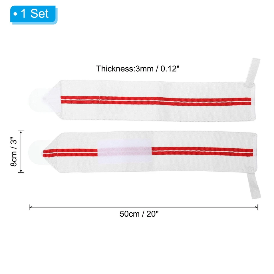 1 Set Wrist Wraps Strap, Wrist Compression 20"x3" for Fitness, White, Red - Image 2 of 4