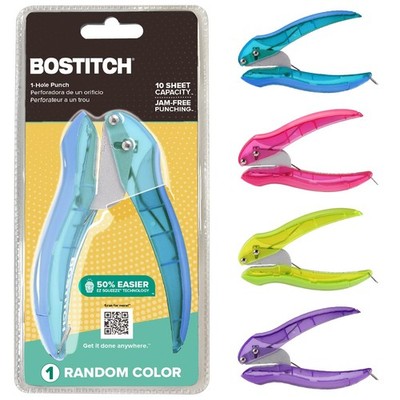 Bostitch Office inLIGHT Reduced Effort One-Hole Punch, One 1-Pack, Assorted