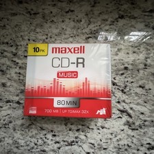 Maxell CD-R Music 10 Pack 80 Min 700MB Up to 32x Audio Disc inv 102