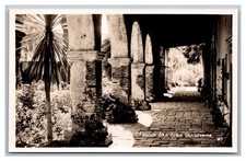 RPPC Mission San Juan Capistrano CA California Arched Walkway Corridor Postcard