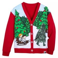 DISNEY Kids' Star Wars Holiday Cardigan Sweater sz M Medium 7/8 Darth Vader Red