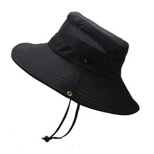 Wide Brim Summer UV Protection Sun Hat Safari Boonie Hat Foldable Fishing Hat wi