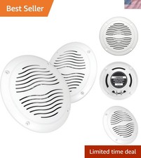 5-inch Water Resistant Outdoor Speakers, Dual Cone, 25W Peak Power, Marine an...