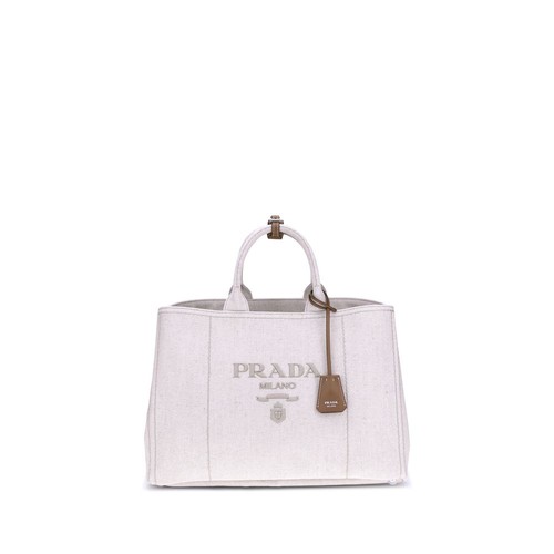 Prada Beige Cotton Shoulder Bag 100% Authentic