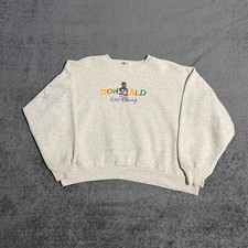 Vintage 80s Mickey Co Disney Donald Duck Sweatshirt Grey 2XL USA Embroidered