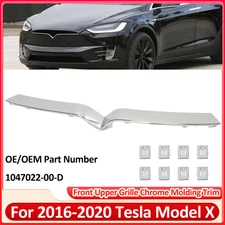 Front Upper Grille Chrome Molding Trim For 2016-2020 Tesla Model X 1047022-00-D