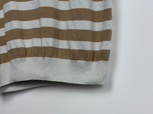 Mauro Ottaviani Polo Shirt Knit Silk Cotton Striped Beige Size 52 - Picture 6 of 8
