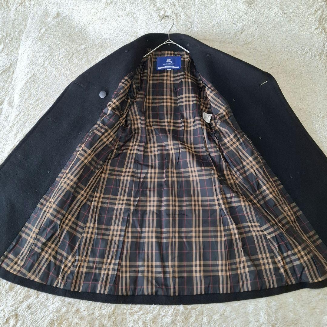 BURBERRY Blue Label Angora Wool Double-Breasted Long Coat Black Size S Small thumbnail 6