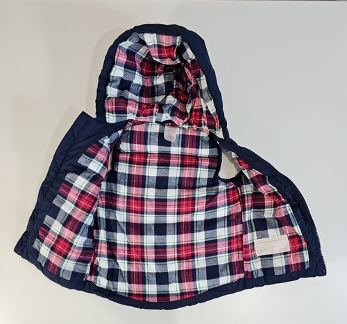 Gymboree Unisex Child Puff Vest Size 4T Navy Blue Plaid Interior - Picture 7 of 15
