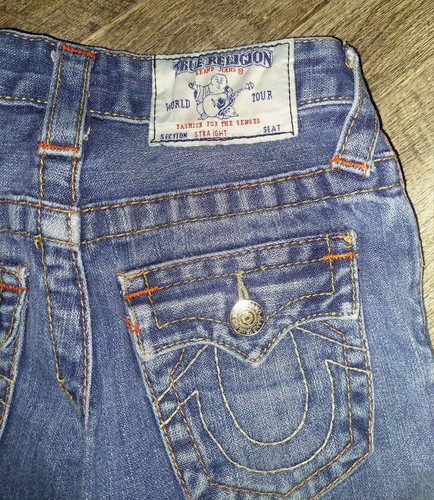 True Religion Boys Straight Leg Jeans Size 5 Medium Wash Denim - Picture 3 of 5