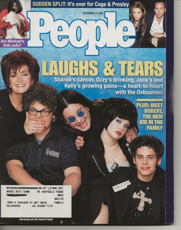 THE OZZY OSBOURNES, PEOPLE DEC 9, 2002, LISA MARIE PRESLEY NIC CAGE, TIM MCGRAW