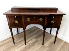 SIDEBOARD Antique Mahogany Breakfront 3 Drawer 6 Fluted Leg FREE DELIVERY