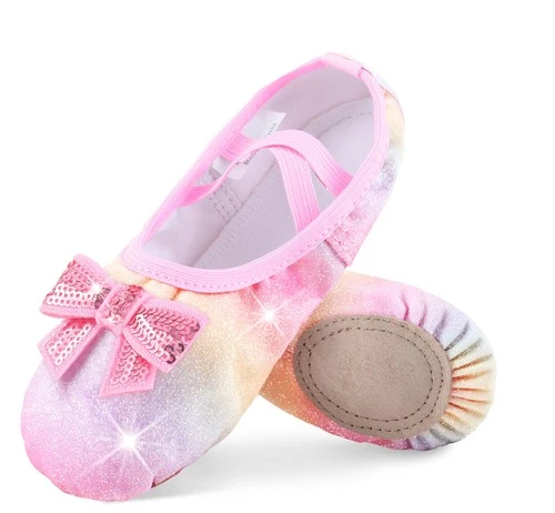 Girls Ballet Shoes Split-Sole Glitter Flats Dance Shoes – Multicolor Toddler/Kid