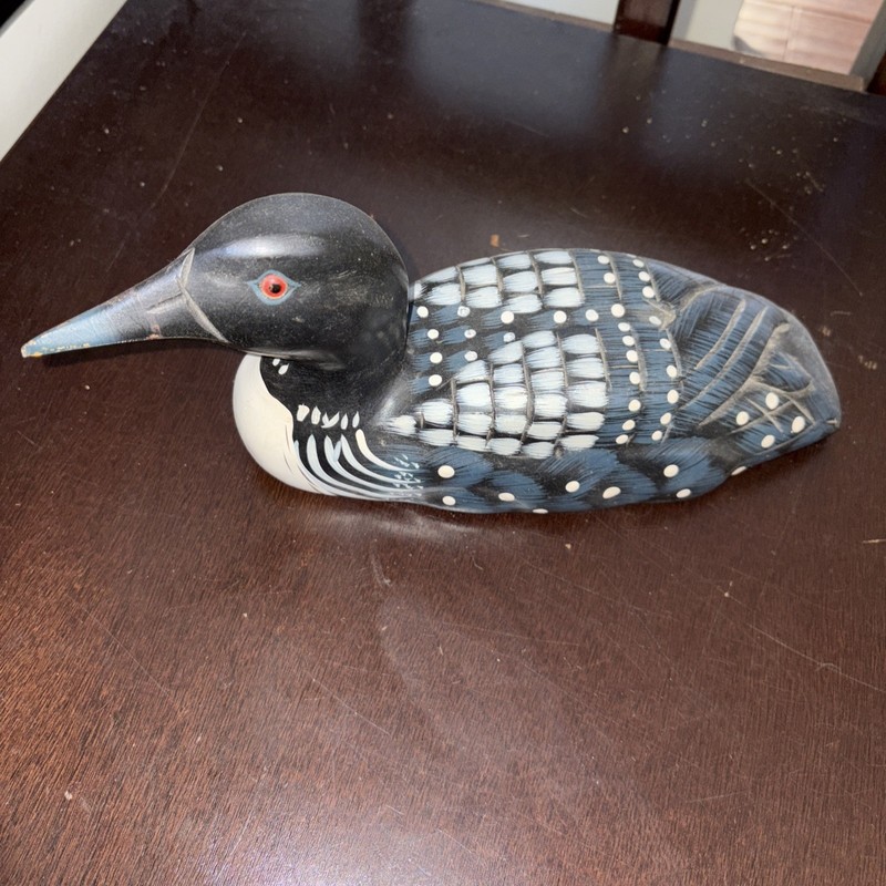 Vintage Hand Carved Hand Painted Wood Common Loon Duck Decoy 