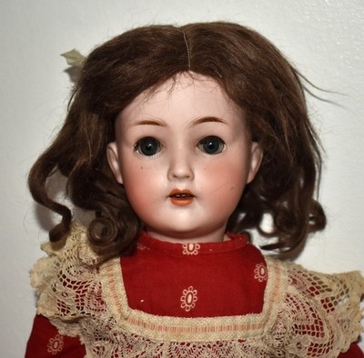 Cute Antique 18'' German Bisque Doll Ohlhaver Revalo #150 in Red Dress