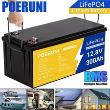 12V 300Ah Deep Cycle LiFePO4 Lithium Battery 300A BMS for Solar Boat Off-grid RV