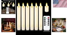 Set of 6 Luminara Flameless Battery Taper Candles Remote Moving Wick 6"