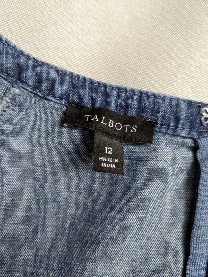Vestido Talbots para mujer talla 12 azul denim hasta la rodilla 100 % algodón Foto 3 de 4