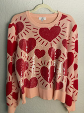 Michael Pink/Red Heart Sequin Knit Crewneck L...
