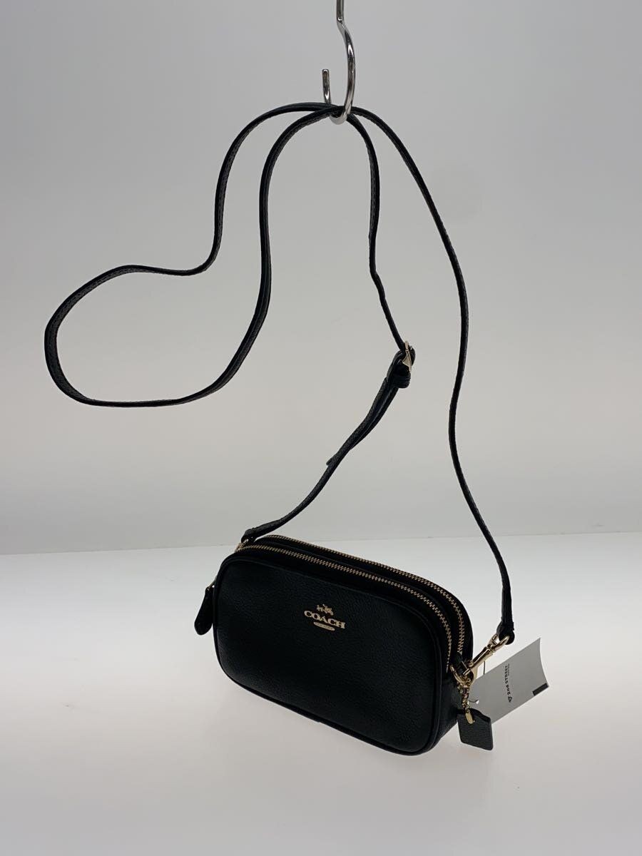 Coach Pouch 2 Way Mini Shoulder Bag Leather Black Plain
