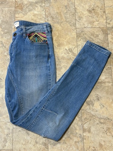 Vintage Cotélac Patchwork Jeans helle Waschung Denim Gr. 2