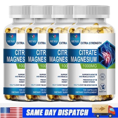 1-4 Packs Magnesium Citrate 1000 mg Capsules for Muscle Relaxation and Recovery