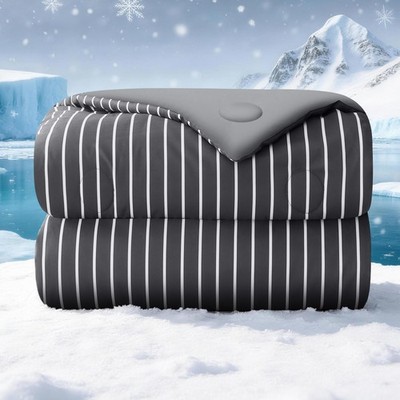 Cooling Comforter Queen Size, Q-Max 0.45 Reversible Striped Cooling Blanket f...