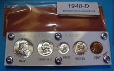 1948-D MINT SILVER SET U.S. COINS LUSTROUS CHOICE to GEM BRILLIANT UNCIRCULATED
