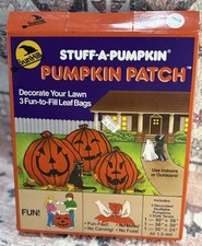 3 Stuff A Pumpkin Leaf Bag Halloween 1989 Sunhill jack-o-lantern Assorted Size