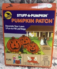 3 Stuff A Pumpkin Leaf Bag Halloween 1989 Sunhill  jack-o-lantern Assorted Size