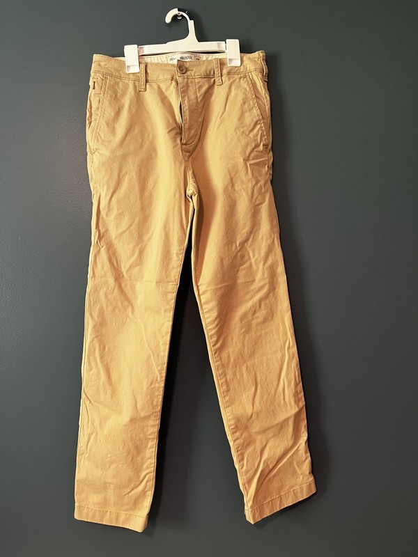 Hollister Khaki Pants Men 28x30 Tan Slim Straight Classic Stretch