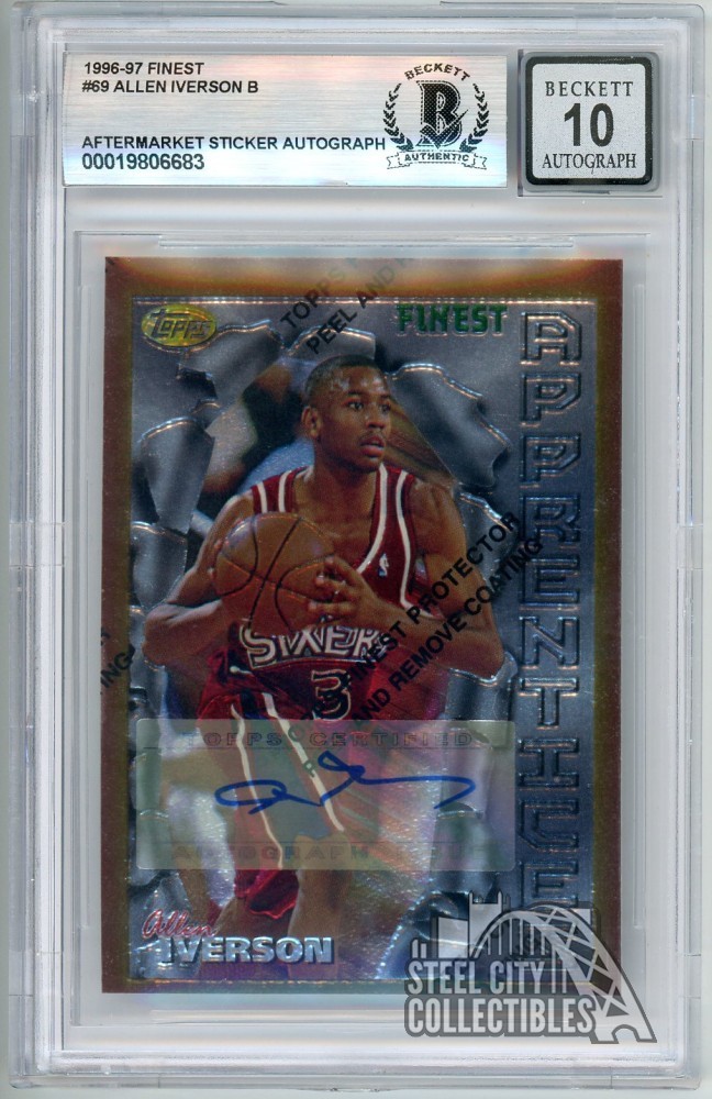 Allen Iverson 1996-97 Topps Finest Apprentices Rookie Autograph Card #69 BAS 10