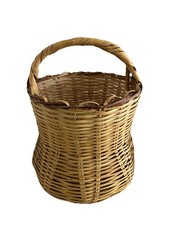 Vintage Bamboo Wicker Basket Rustic Storage Farmhouse Boho Cottage Large 18x14