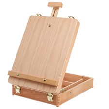 Wood Tabletop Easel Storage Box Beechwood Portable Sketchbox for Painting Adj