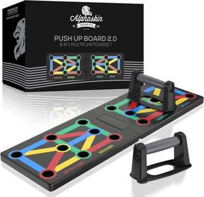 ALPHASKIN Push Up Board klappbar 12-in-1 mit Anti-Rutsch Griffen Brust Schulter