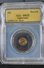 Graded 1/500th oz. 9999 Eagle Head Fine Gold Coin ICG MS70