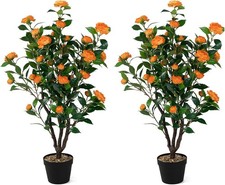 40 Artificial Camellia Tree, 2 Pack Flower Plants Artificial Tree, Faux Floral