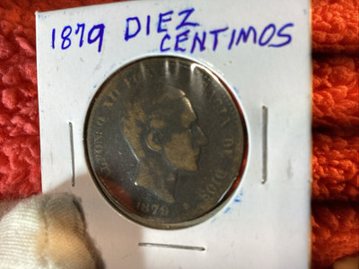1879 DIEZ CENTIMOS DE ESPANA  COIN FREE   SHIPPING   