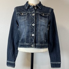 Maurices Womens Blue Denim Jean Jacket Size S Button Front Pockets Long Sleeve
