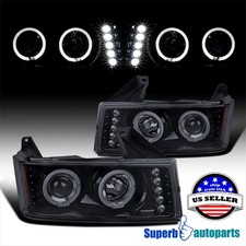 Fit 2004-2012 Gmc Canyon Colorado Halo Projector Headlights Led Bar Glossy Black Fit 2004-2012 Gmc Canyon Colorado Halo Projector Headlights Led Bar Glossy Black