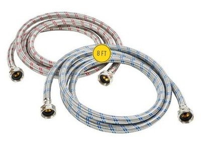 Washing Machine Hoses (8FT) - OCT Connect for Easy & Secure Tightening - 8ft