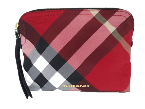 New! Burberry Nova Check Pouch Cosmetic Bag Clutch, 9"x7"x"2"