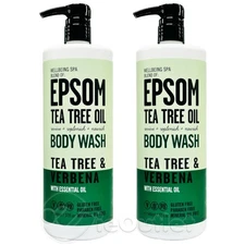 2-PACK WELLBEING SPA Epsom, Tea Tree Oil & Verbena Essential Oil Body Wash 32 oz